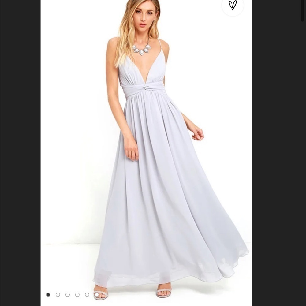 Lulu’s Evening Dream Light Grey Maxi Dress Size Xl Nwt